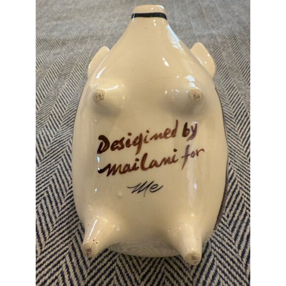 Hand-Painted Ceramic Piggy Bank With Floral Design By Mailani - Picture 6 of 10